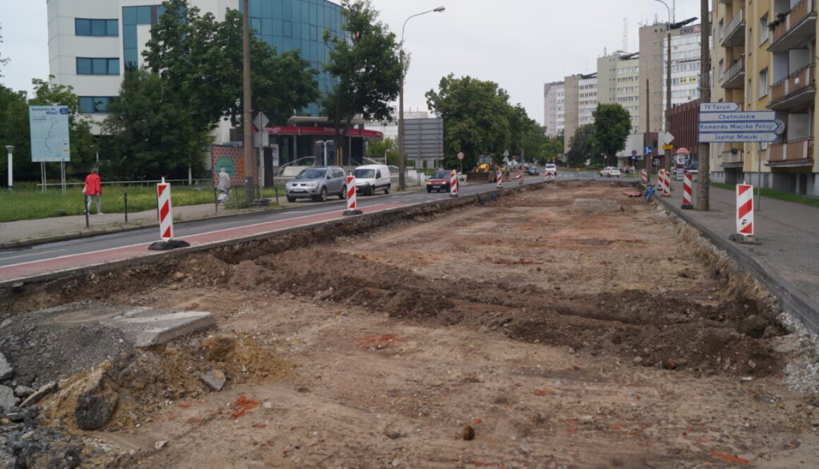 Rozkopany Toruń w centrum