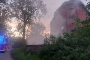 Gaszenie pożaru w Forcie św. Jakuba w Toruniu